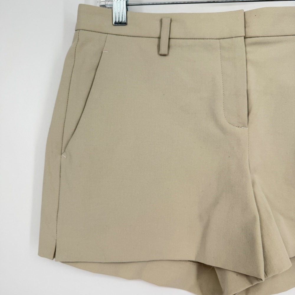 NWT Theory Kasim Shorts Oat Khaki Checklist Light Stretch Cotton Mid Rise 8 - Picture 6 of 13